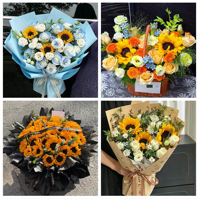 送梧州市万秀区龙圩区长洲区同城鲜花店成人礼高考向日葵玫瑰花束