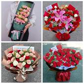 送湖南娄底市冷水江市涟源市同城鲜花店订38妇女节康乃馨百合花束