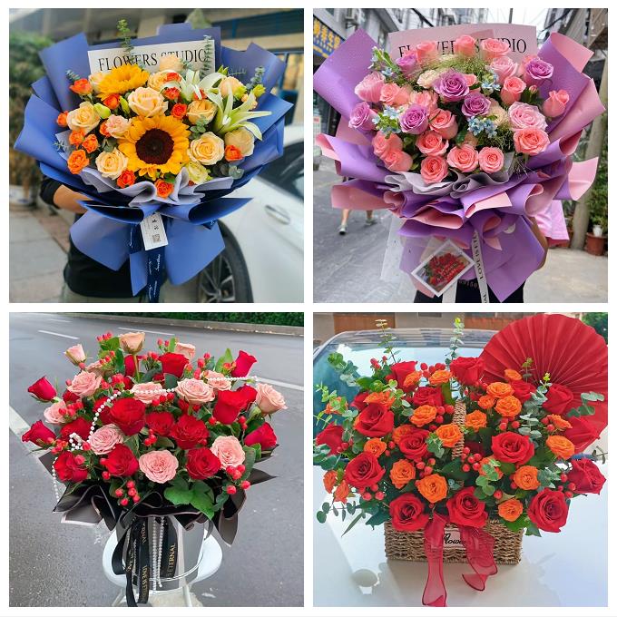 上海市浦东新区高桥北蔡合庆鲜花店同城送女朋友玫瑰混搭生日花束