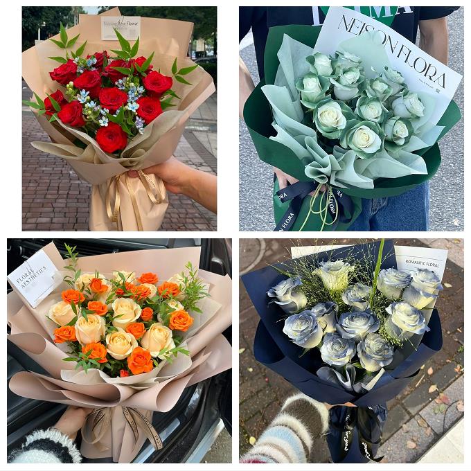 齐齐哈尔市龙沙建华区铁锋区鲜花店卡布碎冰蓝紫玫瑰花束同城配送