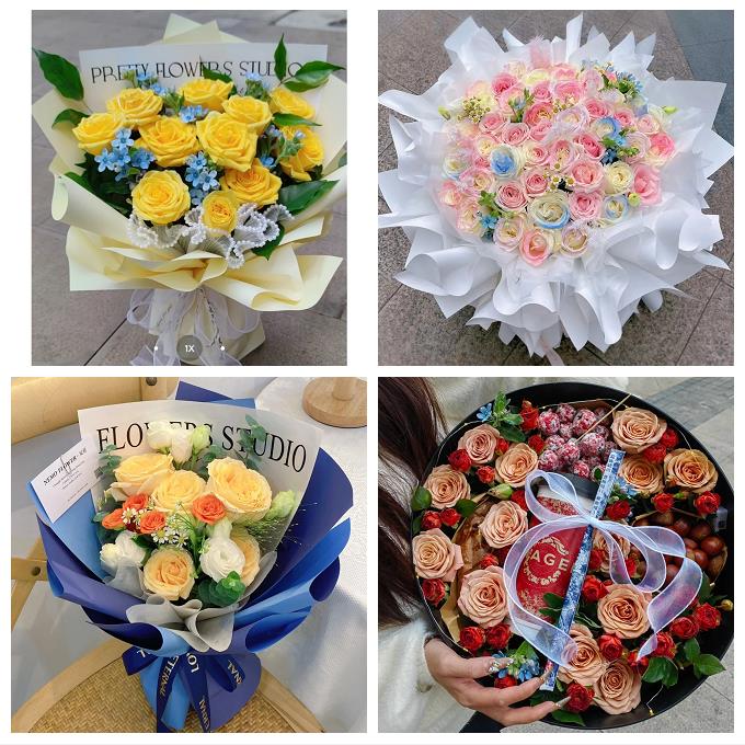 送厦门市集美区同安区翔安区鲜花店卡布碎冰蓝紫玫瑰花束同城配送