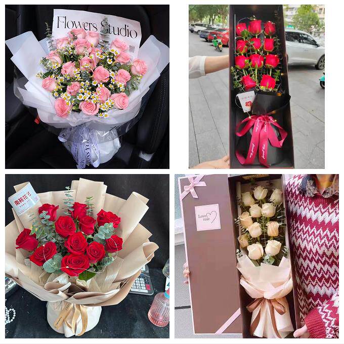 陕西咸阳市三原泾阳礼泉县乾县鲜花店同城配送女神节玫瑰花束礼盒