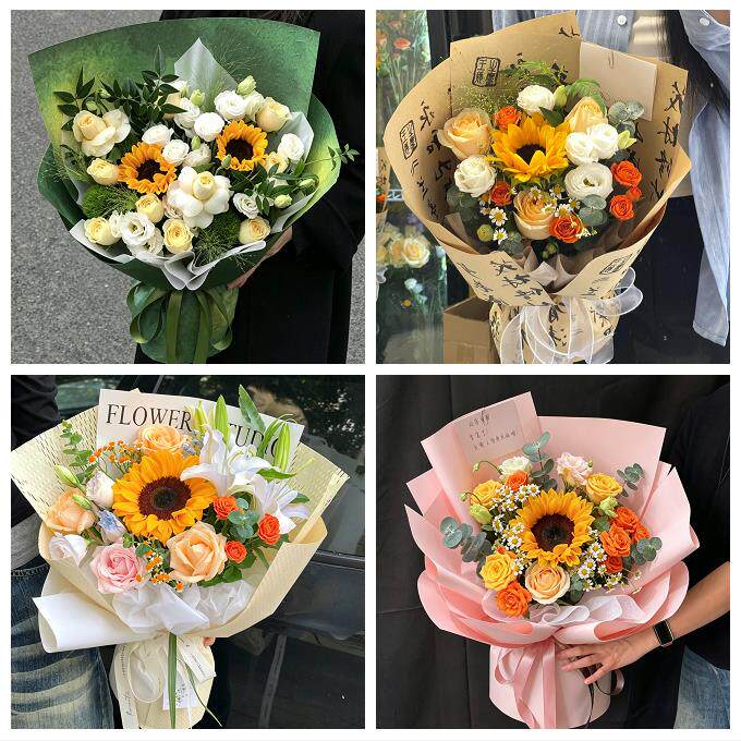 送济南市历下区市中区槐荫区同城鲜花店成人礼高考向日葵玫瑰花束