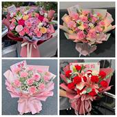 送红河州建水石屏泸西元 阳县同城鲜花店订38妇女节康乃馨百合花束