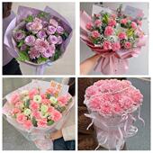 清远市连山连南县英德连州市同城鲜花店订38妇女节康乃馨百合花束