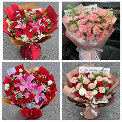 酒泉市阿克塞县玉门市敦煌市同城鲜花店订38妇女节康乃馨百合花束