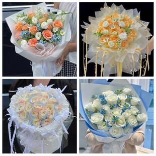 送抚州市崇仁县乐安县宜黄县鲜花店卡布碎冰蓝紫玫瑰花束同城配送