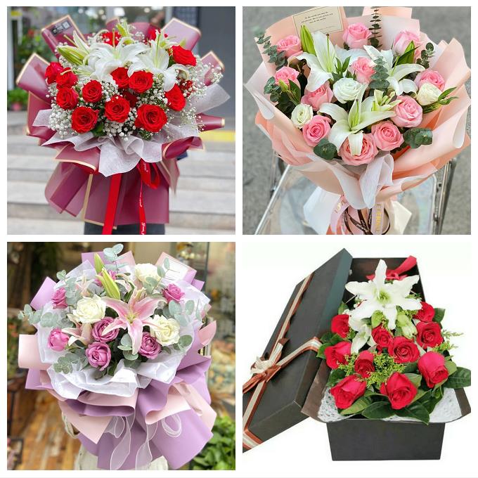 陕西宝鸡市凤翔岐山扶风县陇县同城鲜花店送老婆玫瑰百合生日花束