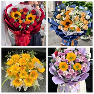 榆林市佳县吴堡县清涧子洲县同城鲜花店父亲节向日葵花束男士生日