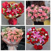 六盘水钟山六枝特区水城盘县同城鲜花店订38妇女节康乃馨百合花束