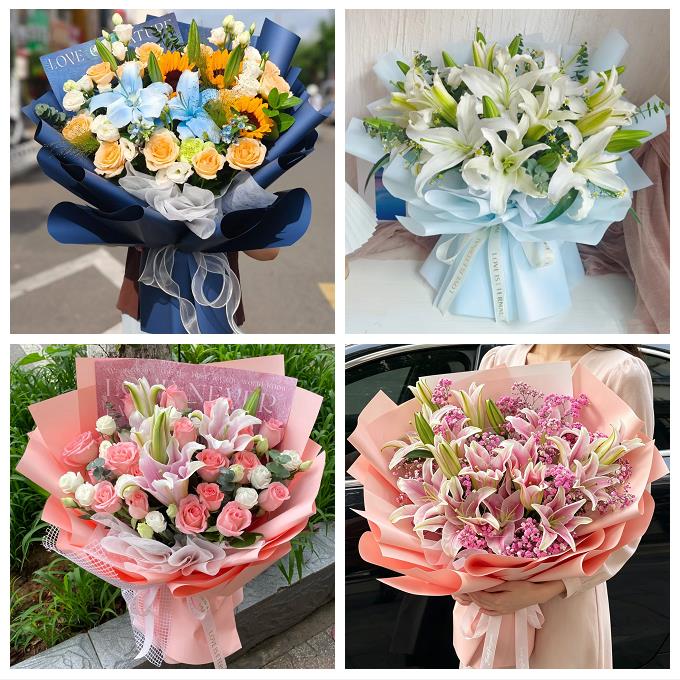 送咸阳市淳化县武功县兴平市鲜花店同城配送朋友生日玫瑰百合花束
