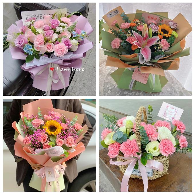 唐山市路南路北古冶区开平区鲜花店同城配送康乃馨玫瑰教师节花束