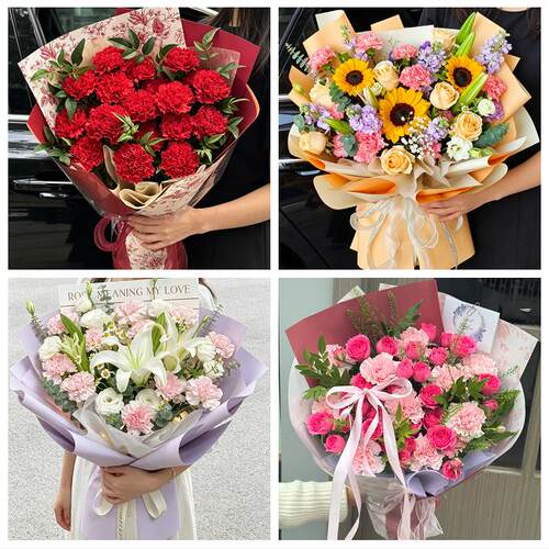 上海市嘉定区安亭马陆徐行镇同城鲜花店送长辈康乃馨百合生日花束
