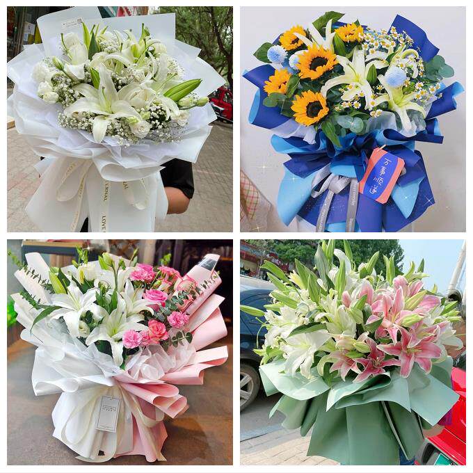 温州市永嘉平阳县苍南文成县鲜花店同城配送老婆香水百合玫瑰花束