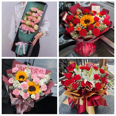 衡阳市衡东祁东县耒阳常宁市同城鲜花店订38妇女节康乃馨百合花束