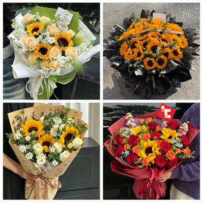 送忻州市保德县偏关县原平市同城鲜花店成人礼高考向日葵玫瑰花束