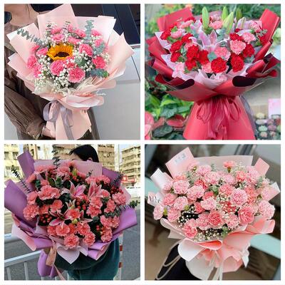 湖北随州市曾都区随县广水市鲜花店订康乃馨百合花束同城配送长辈