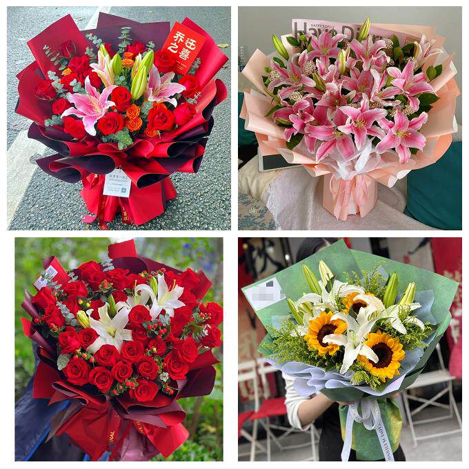 河南洛阳市老城区西工区瀍河区鲜花店同城送玫瑰香水百合生日花束