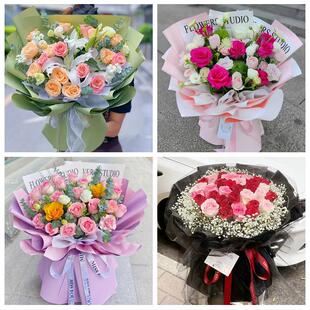 襄阳保康县老河口枣阳宜城市花店同城送男女友领导玫瑰混搭鲜花束