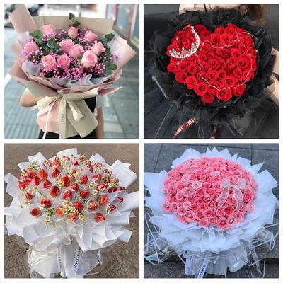 天津市南开区长虹鼓楼兴南街道同城鲜花店玫瑰草莓花束送女友闺蜜