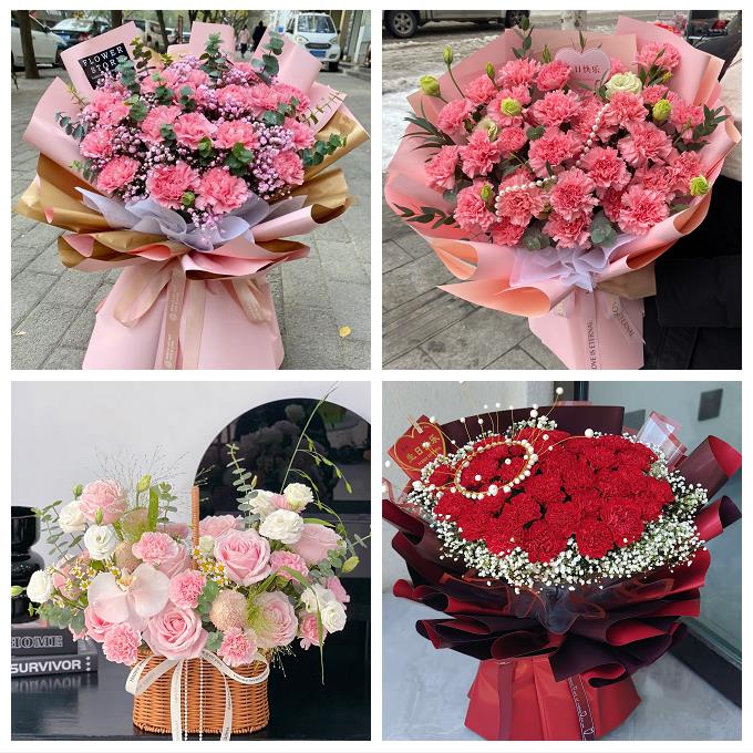 送深圳市光明新区公明龙华镇鲜花店同城配送康乃馨父母生日看病人