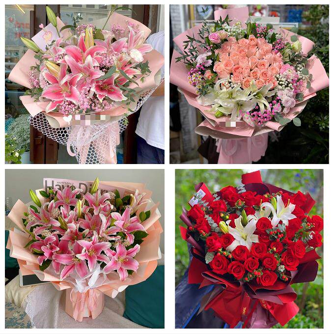 山东枣庄市台儿庄山亭区滕州市鲜花店同城送玫瑰香水百合生日花束