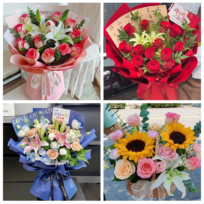 郑州上街惠济区中牟县巩义市鲜花店同城配送朋友生日玫瑰百合花束