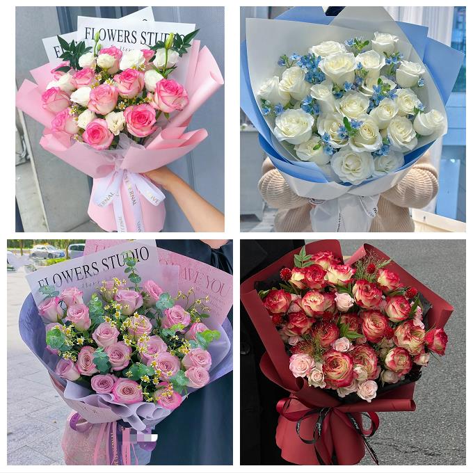 石家庄市裕华藁城鹿泉栾城区鲜花店卡布碎冰蓝紫玫瑰花束同城配送