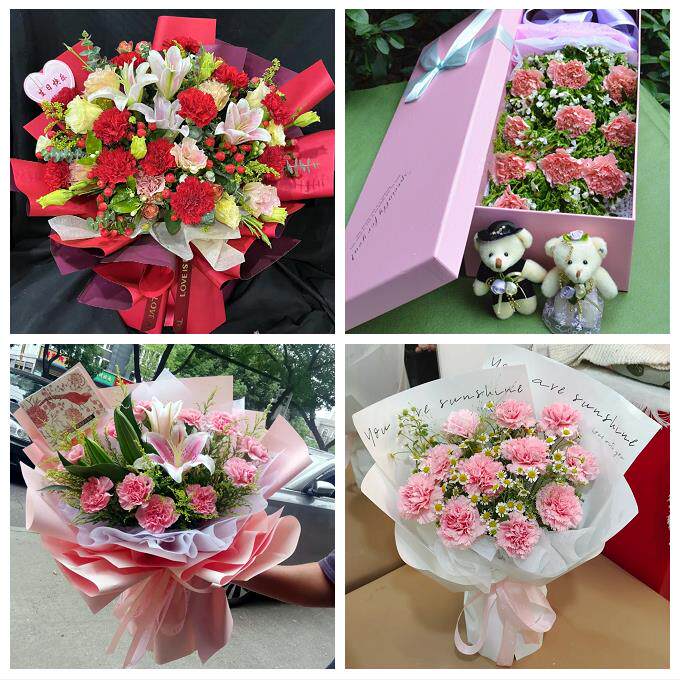 天津南开向阳路嘉陵道王顶堤同城鲜花店38节送长辈女士康乃馨百合