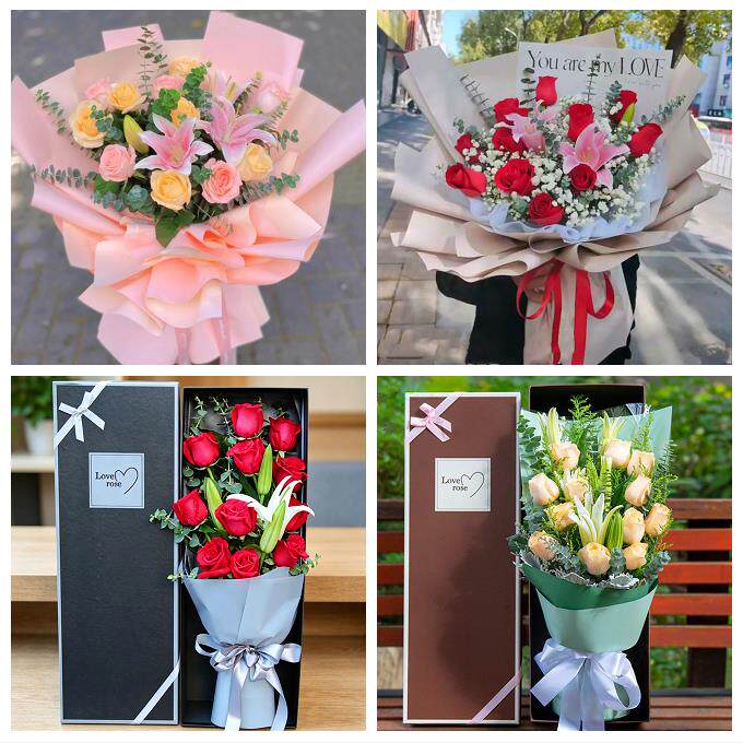 烟台市蓬莱招远栖霞市海阳市鲜花店同城配送老婆香水百合玫瑰花束