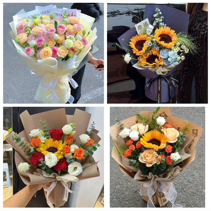 送曲靖市富源县会泽县宣威市同城鲜花店订玫瑰向日葵混搭生日花束