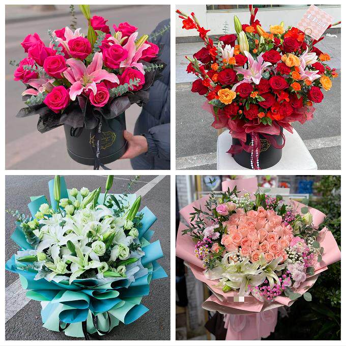 广东湛江市赤坎区霞山区坡头区鲜花店同城送玫瑰香水百合生日花束