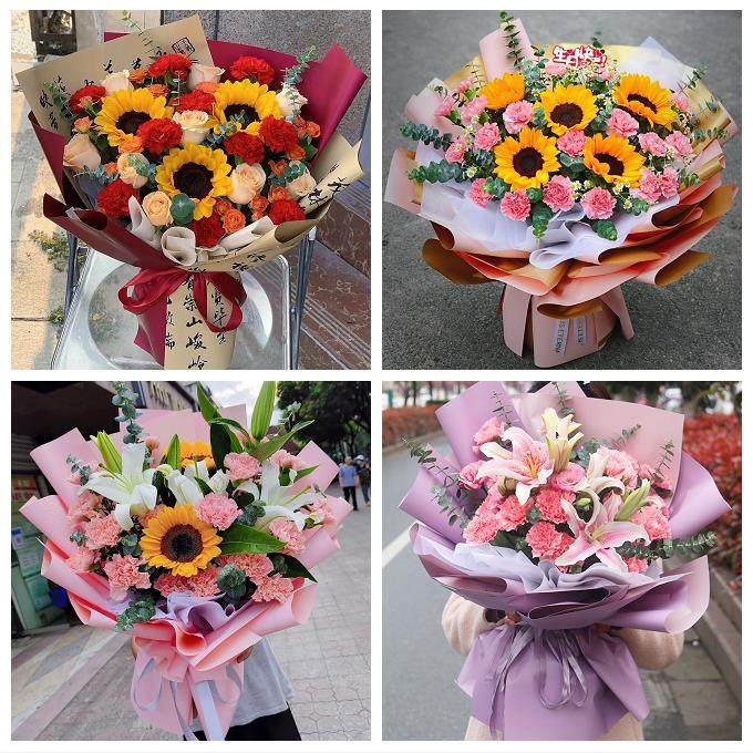 中山市三角横栏镇南头阜沙镇鲜花店同城配送爸妈康乃馨百合看病人