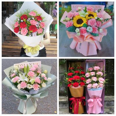 太原市尖草坪万柏林区晋源区鲜花店订康乃馨百合花束同城配送长辈