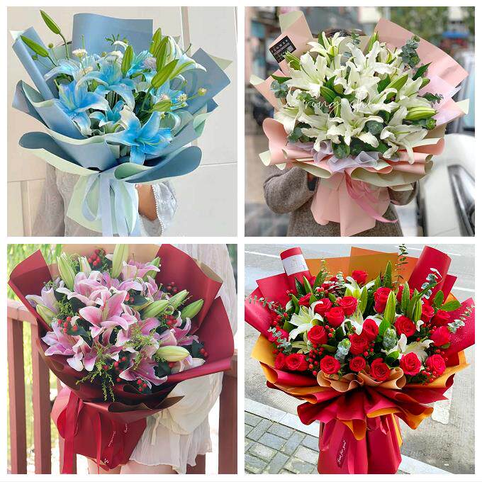 送深圳市光明新区公明龙华镇鲜花店同城配送老婆香水百合玫瑰花束