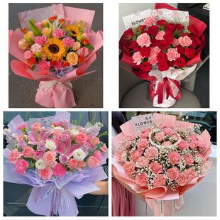 包头市东河昆都仑青山石拐区同城鲜花店38节送长辈女士康乃馨百合