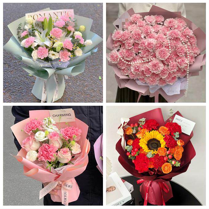 送绥化市安达市肇东市海伦市同城鲜花店订38妇女节康乃馨百合花束