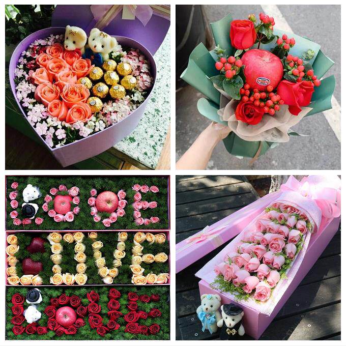 送济南市历下区市中区槐荫区鲜花店同城配送平安夜圣诞节玫瑰礼盒