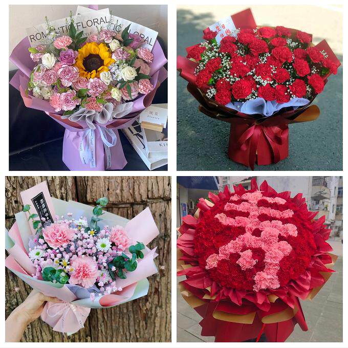 送内江市市中区东兴区威远县同城鲜花店38节送长辈女士康乃馨百合