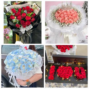 上海闵行区颛桥虹桥梅陇吴泾镇同城鲜花店订33朵玫瑰送情人女朋友