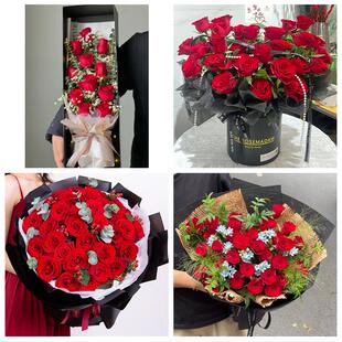 天津河北光复道望海楼鸿顺里花店同城配送女友生日情人节玫瑰花束