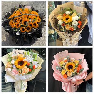 送宜宾市江安长宁县高县珙县同城鲜花店成人礼高考向日葵玫瑰花束