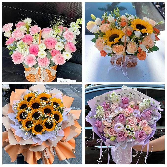 桂林市龙胜资源平乐荔浦恭城同城鲜花店订玫瑰向日葵混搭生日花束