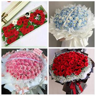 送来宾市武宣县金秀县合山市同城鲜花店情人节表白送玫瑰花束礼盒