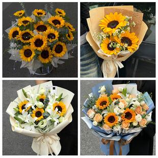 送定西市安定区通渭县陇西县同城鲜花店成人礼高考向日葵玫瑰花束