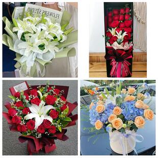 上海市浦东新区张江三林惠南镇鲜花店同城送玫瑰香水百合生日花束