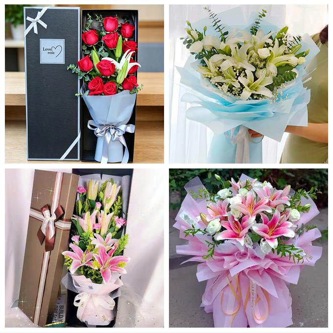 吉林市蛟河桦甸市舒兰磐石市鲜花店同城配送老婆香水百合玫瑰花束