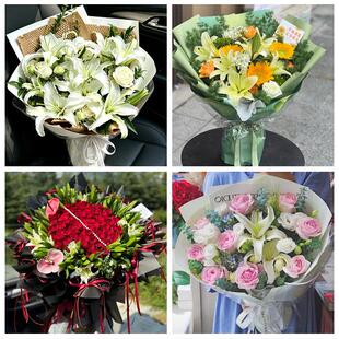 文山州马关丘北广南县富宁县鲜花店同城配送朋友生日玫瑰百合花束