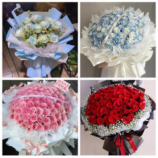 送济南市天桥区历城区章丘市同城鲜花店情人节表白送玫瑰花束礼盒