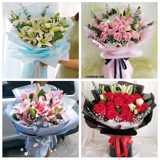 铜陵市铜官义安区郊区枞阳县鲜花店同城配送老婆香水百合玫瑰花束